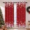 YONGFOTO Tende Natalizie Oscuranti con Occhielli Fiocchi di Neve Rossi | Motivo Natalizio Nordico Decorazione Festiva Invernale Termica per Soggiorno Cameretta 2 Pannelli 117 x 138 cm