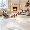 Dujuanus Slitta Natalizia con Babbo Natale e Renna, Decorazione di Natale con Luci LED Bianche Calde, Figurina Luminosa a Batteria per Casa e Tavolo (Colore)