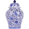 XINGYAN Chinoiserie - Barattolo di zenzero in porcellana blu e bianca, vaso in ceramica fatto a mano per decorazione della casa, barattolo decorativo in stile classico cinese (loto)