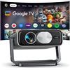 Pemoon Proiettore 4K【Google TV 3000ANSI 360°Rotazione】Autofocus e Correzione