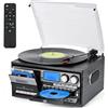 Trynnay Giradischi Trynnay 10 in 1 Vintage con Telecomando Nero Altoparlanti integrati
