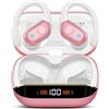 Qecnato Cuffie Bluetooth Senza Fili, Auricolari Bluetooth 5.4 con Stereo HiFi, 75 Ore, Auricolari con 4 ENC Mic, Display LED, IP7 impermeabili Cuffiette Wireless per Jogging, Lavoro, Rosa