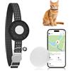 ZFSJTAG Localizzatore GPS per gatti, compatibile con app Apple Find My (solo iOS), senza canone mensile, impermeabile (tracker bianco, collare nero per gatti)