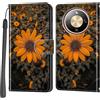 PHINIENLAND Cover per Honor Magic8 Lite / X70 / X9d custodia portafoglio Crisantemo | 3 scomparti carte, 1 tasca banconote, Chiusura magnetica, Supporto, Pelle PU flip cover per Honor X70 / X9d