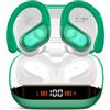 Qecnato Cuffie Bluetooth Senza Fili, Auricolari Bluetooth 5.4 con Stereo HiFi, 75 Ore, Auricolari con 4 ENC Mic, Display LED, IP7 impermeabili Cuffiette Wireless per Jogging, Verde scuro