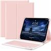 PDJPESH Eitomin, custodia per tablet da 10,1, con tastiera magnetica staccabile, supporto regolabile, visione multi-angolo, protezione completa, custodia antiurto in pelle PU (rosa)