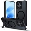 XTCASE Cover Magnetica Xiaomi Redmi Note 17 4G/5G con Supporto, Opaco Nero | Custodia Traslucida [Compatibile con Magsafe] con Cavalletto Invisibile Regolabile Antiurto Antigraffio Anti-impronte Case