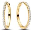 PANDORA 14k gold-plated hoop earrings with clear cubic zirconia, 22 mm