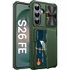 Vihibii Cover per Galaxy S26 FE Portafoglio, Protezione Obiettivo, Verde | Blocco RFID, Porta Carte (4 Carte), Protezione Caduta Militare, Custodia Silicone Morbida per Samsung S26 FE 6.7