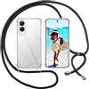 ISOI Cover con Cordino per Samsung Galaxy S25 Edge, Custodia Trasparente con Collana Tracolla Laccio Collo Ultra Sottile Morbido TPU Silicone Antiurto AntiGraffio Case, Nero