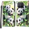 PHINIENLAND Cover per Xiaomi 17T Pro custodia portafoglio Pandas | 3 scomparti carte, 1 tasca banconote, Chiusura magnetica, Supporto, Pelle PU flip cover per Xiaomi 17T Pro