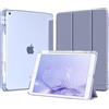 MoKo Cover per iPad 9a/8a/7a Generazione 10,2 Pollici con Portapenna | Custodia per iPad 10,2 2021/2020/2019, Trifold Sottile Leggera Cover con Retro PC Rigido Trasparente, Viola Grigio