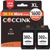 COCCINK 302 XL Cartucce per HP 302 Nero 2 Pack Envy 4520 4522 4523 4524 4525 4527 | OfficeJet 3830 3833 3831 3834 3835 4650 4651 5220 5230 Deskjet 3639 3630 3636 3633 3634 1110 1111 2130 COCCINK Cartucce 302XL