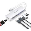LENTION 7-in-1 Hub USB C HDMI 4K, PD 100W, 3 USB 3.0 | Lettore di Schede SD/TF, Adattatore per MacBook Pro/Air 2026-2016, Nuovo Mac Neo, Surface Pro (C36b, Argento)