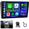Hikity Autoradio Peugeot 407 2004-2008 Android 15 CarPlay Android Auto | 2+32 GB, GPS, con Wireless Carplay Android Auto Radio FM/RDS WiFi + Retrocamera + MIC - Autoradio 2DIN 9″