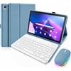 HLTOOP Custodia con Tastiera Francese per Lenovo Tab M10 Plus 3Rd 10,6 (2022) | Tastiera Bluetooth Magnetica Rimovibile, Layout Francese AZERTY, Mouse A Doppia Modalità,Mist blue