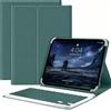 PDJPESH Eitomin, custodia per tablet da 10,1, con tastiera magnetica staccabile, supporto regolabile, visione multi-angolo, protezione completa, custodia antiurto in pelle PU (verde scuro)