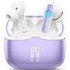 xinwld Cuffie Bluetooth 5.4 In Ear, Auricolari Bluetooth HiFi Stereo con 4 Mics ENC Cancellazione Rumore, 40 Ore Cuffie Wireless LED USB-C, IP7 Impermeabili Cuffiette Senza Fili per iOS Android, Viola