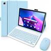 HLTOOP Custodia con Tastiera Francese per Lenovo Tab M10 Plus 3Rd 10,6 (2022) | Tastiera Bluetooth Magnetica Rimovibile, Layout Francese AZERTY, Mouse A Doppia Modalità,Sky blue