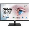 ASUS VA27DQSB Eye Care Monitor - 27, FHD (Full HD 1920 x 1080), IPS, Frameless, 75Hz, Adaptive-Sync, DisplayPort, HDMI, Eye Care, Low Blue Light, Flicker Free, Wall Mountable