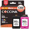 COCCINK 302 XL Cartucce per HP 302 Nero e Colore Envy 4520 4522 4523 4524 4525 4527 | OfficeJet 3830 3833 3831 3834 3835 4650 4651 5220 5230 Deskjet 3639 3630 3636 3633 3634 1110 1111 2130 COCCINK Cartucce 302XL