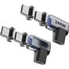 Tciogrxp Confezione da 2 adattatori USB-C, con 4 punte di connettore, adattatore USB C staccabile da 240 W, estensore magnetico USB C a 90 gradi, compatibile con Thunderbolt 3/4 USB4 40 Gbps 8K 60 Hz