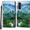 PHINIENLAND Cover per Samsung Galaxy S26 FE custodia portafoglio Foresta | 3 scomparti carte, 1 tasca banconote, Chiusura magnetica, Supporto, Pelle PU flip cover per Samsung S26 FE