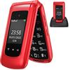 Ufferson Telefono Cellulare per Anziani, 2G gsm Telefono Cellulare Pieghevole per Anziani con Tasti Grandi, Doppio Display da 2,4+1,77 Pollici, Chiamata Rapida, Pulsante SOS, Rosso