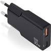 Aisens ASCH-30W2P047-BK Cargador GaN Ultra Slim 30W USB-C PD3.0 QC4.0 1xUSB-A QC3.0 Negro