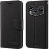 Shantime Custodia in pelle intrecciata per Doogee V Max Plus - Nero | 6.58 Custodia flip portafoglio in tessuto Oxford con guscio interno in TPU, supporto integrato e portacarte