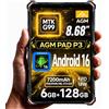 AGM P3 Compact Tablet 4G 8,68 Pollici, Android 16, Helio G99, 540g | ( 6+6)+128GB, Doppia SIM, 120HZ, 800*1340, 600Nit, Supporta fino a 1 TB, Fotocamera da 50 MP, NFC