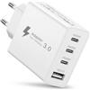 BLITEZZ Caricatore USB C 4 Porto, Alimentatore USB C Multiplo Caricatore iPhone Rapido 50W, Adattatore Presa USB Multipla Type C Spina Per iPhone 17/16/15/14/13/12/11/8/7/6 Pro Max,Samsung