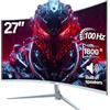 Gawfolk Monitor curvo 27 pollici 100 Hz, schermo PC con altoparlante 1080P, 1800R 75 Hz, schermo del computer con tecnologia Eye Care HDMI DP, supporta VESA