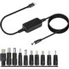 Generico Usb Cord, Dc Cable, Type C to Dc Charging Wire with Adjustable | Voltage Output, Fast Energy Converter Adapter, 10 Tip Connector Set for Tablets Phones Devices, Black