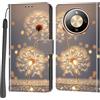 PHINIENLAND Cover per Honor Magic8 Lite/ X70 / X9d custodia portafoglio Dente di leone | 3 scomparti carte, 1 tasca banconote, Chiusura magnetica, Supporto, Pelle PU flip cover per Honor X70 / X9d