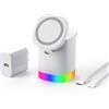 JoyGeek Stazione di Ricarica Wireless Magnetica Pieghevole 3 in 1, Caricatore Induttivo con Luce Notturna RGB, Compatibile con iPhone 17/16/15/14/13/12, Apple Watch Ultra/SE/11-2 e AirPods 4/3/2/Pro