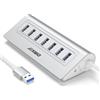 JESWO Hub USB 3.0 a 7 porte in alluminio - Multipresa USB 3.0 5Gbps per PC desktop con cavo 100cm e porta 5V/4A DC, adattatore multiporta per Laptop, MacBook, Mouse, Tastiera, SSD, U Drive ecc