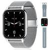 Popglory Smartwatch Uomo Donna, 2 Cinturini Orologio Chiamate e Whatsapp, Contapassi Assistente Vocale, Orologio Digitale 24H Cardiofrequenzimetro, Pressione Sanguigna SpO2 Sonno, per Android iOS