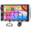 Hodozzy 4GB+64GB Android Autoradio 2 Din con CarPlay Android Auto Wireless, 7 Pollici IPS Touchscreen Stereo Tasti Pianoforte con GPS, Bluetooth, WIFI, FM/RDS, DSP, Schermo Diviso, SWC USB/Tipo C