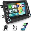 Hikity 2+64G Autoradio per Fiat Panda 2002-2012 con Wireless Carplay Android Auto | Android 15 Schermo tattile 7 Radio con Wi-Fi Bluetooth Navigazione GPS FM/RDS EQ USB App schermata iniziale SWC