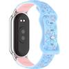 MELEJIA Cinturino in Silicone Floreale per Xiaomi Mi Band 10/Mi Band 9/Mi Band 8, per Xiaomi Smart Band 10/Band 9/Band 8 Ricambio Cinturino, Regolabile Bicolore Cinturini-Azzurro + Rosa