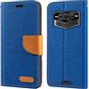 Shantime Custodia in pelle intrecciata per Doogee V Max Plus - Blu | 6.58 Custodia flip portafoglio in tessuto Oxford con guscio interno in TPU, supporto integrato e portacarte