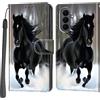 PHINIENLAND Cover per Samsung Galaxy S26 FE custodia portafoglio Cavallo nero | 3 scomparti carte, 1 tasca banconote, Chiusura magnetica, Supporto, Pelle PU flip cover per Samsung S26 FE