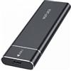 Auirshiky Case SSD M2 NVMe, Custodia SSD Esterna M.2 NGFF SATA | Custodia SSD M.2 NGFF SATA Nera USB-C 6Gbps Alluminio, compatibile B/M+B Key, cavo C-A incluso