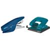 Esselte Centra P21 Cucitrice a Pinza in Metallo, 15 Fogli, Compatibile con Punti 21/4, Blu + Perforatore HP 30, Fino a 30 Fogli, Blu