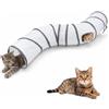 UCFBWO Tunnel per gatti bianco a forma di S, tunnel pieghevole e tunnel gioco XXL | Tunnel sonaglio giocattolo per gatti grandi, conigli e porcellini d'India. Nascondiglio per gatti, 123 x 25 cm