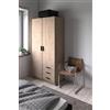 Dmora - Guardaroba 2 ante Mare, Mobile camera da letto, Cabina armadio portabiti, Armadio appendiabiti, 99x50 h200 cm, Rovere