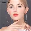 Somi l ia SOMILIA Orecchini da donna a cerchio grande placcati in platino Gioielli unici in argento sterling 925 Orecchini moda femminile 70-90mm с Wojги colьца