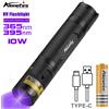 Alonefire Torcia UV 10W 365/405nm Ricaricabile USB, Luce Nera Ultravioletta per Rilevamento Urina Animali Domestici, Tinea Gatto, Denaro, Minerali, Scorpioni