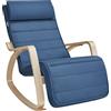 SONGMICS Poltrona Relax SONGMICS con Braccioli in Legno di Betulla, Poggiapiedi Regolabile in 5 Posizioni, Portata Max 150 kg, per Camera da Letto e Salotto, Blu Notte e Naturale/Grigio Chiaro e